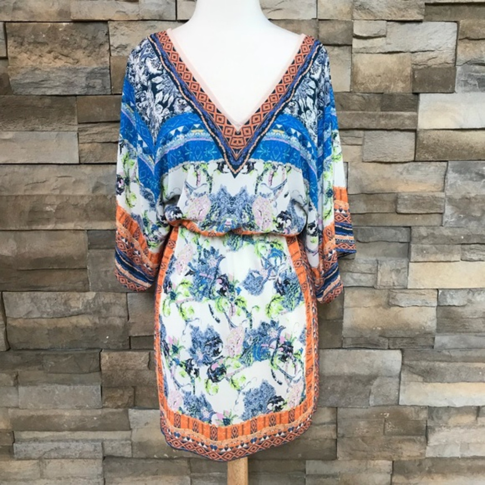 Jealous Tomato Multicolor V-Neck Printed Mini Dress
